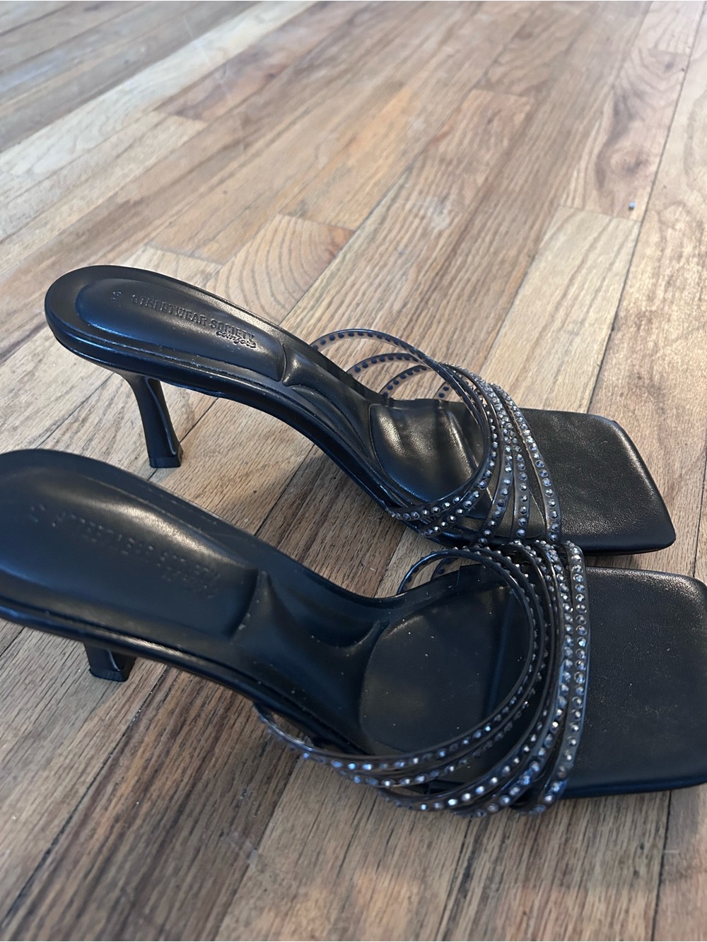 Black Studded Strappy Slide Sandals -  Women